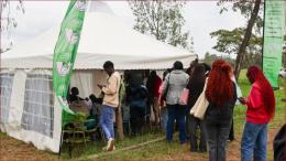Members of the public lining up at an IEBC voter registration place.